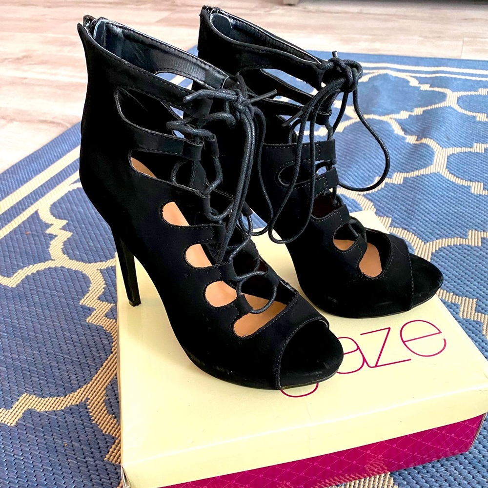 Black suede heels